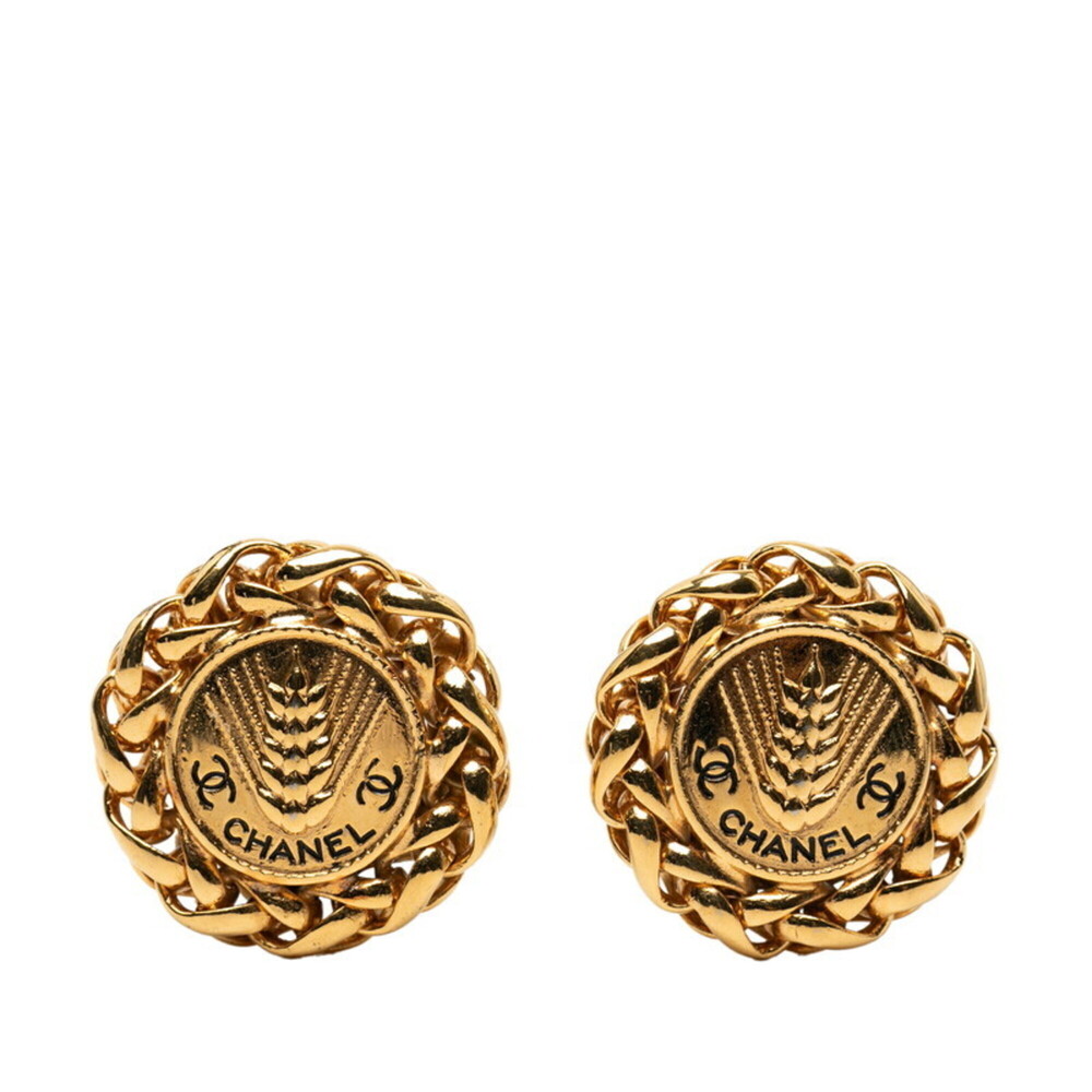 CHANEL Gold Logo Earrings